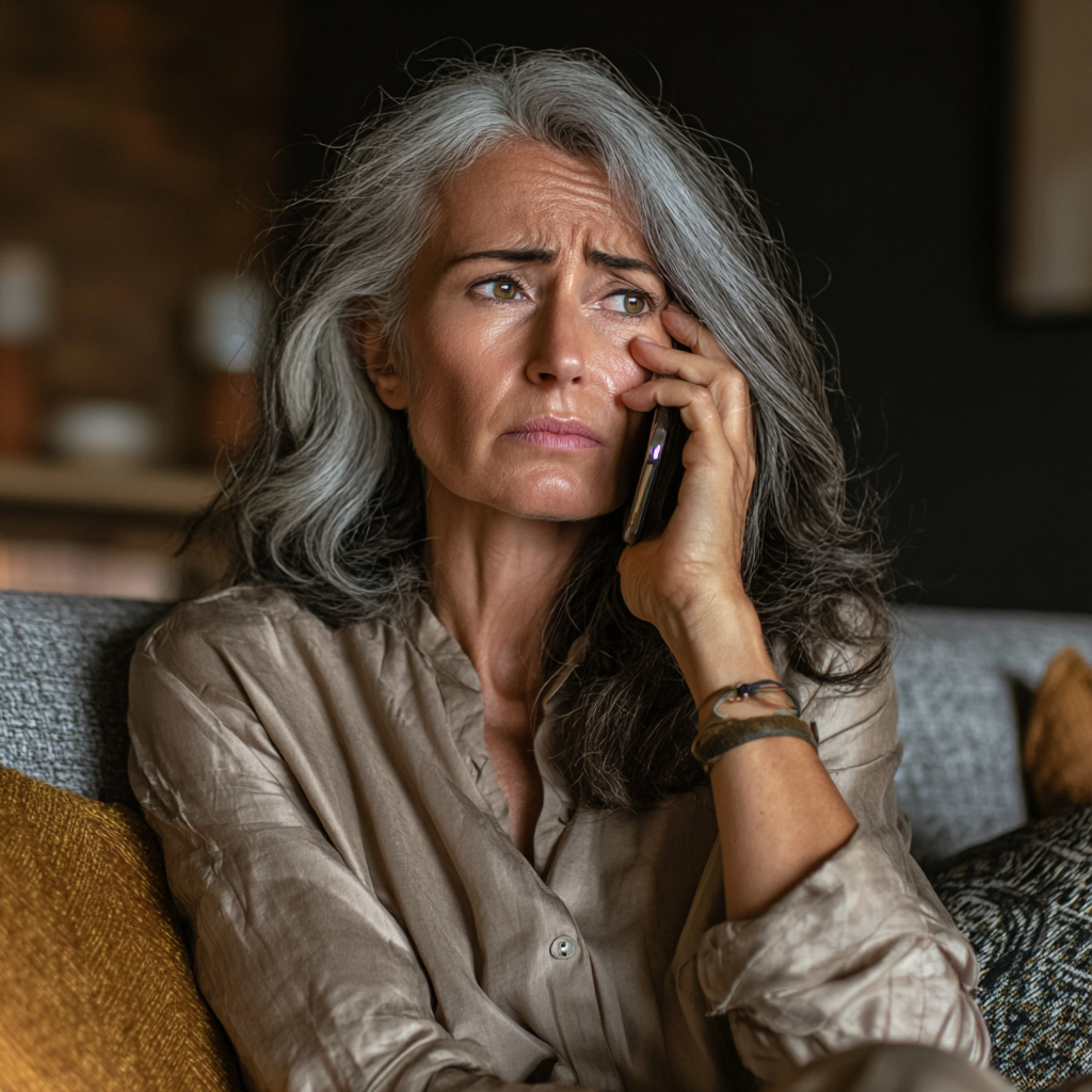 An upset woman talking on a phone | Source: no source