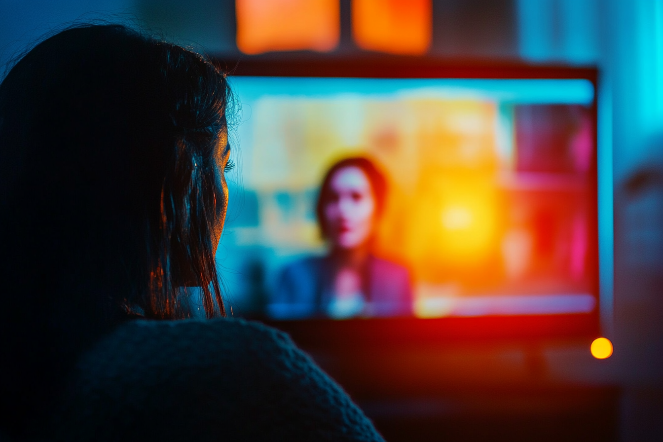 Woman watching a TV news report | Source: No source