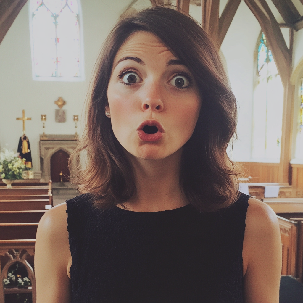 A shocked woman at a funeral | Source: No source