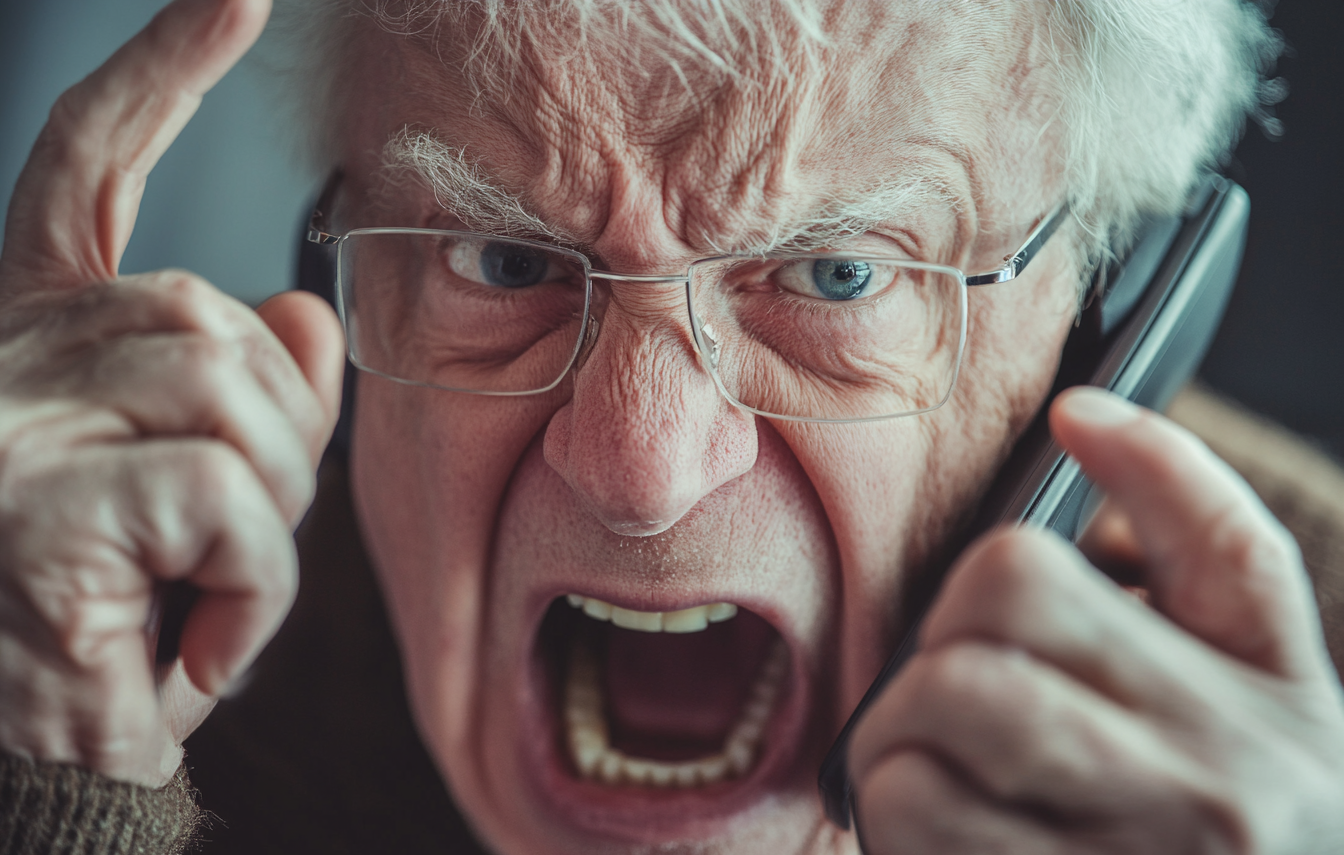 An old man yelling on the phone | Source: no source