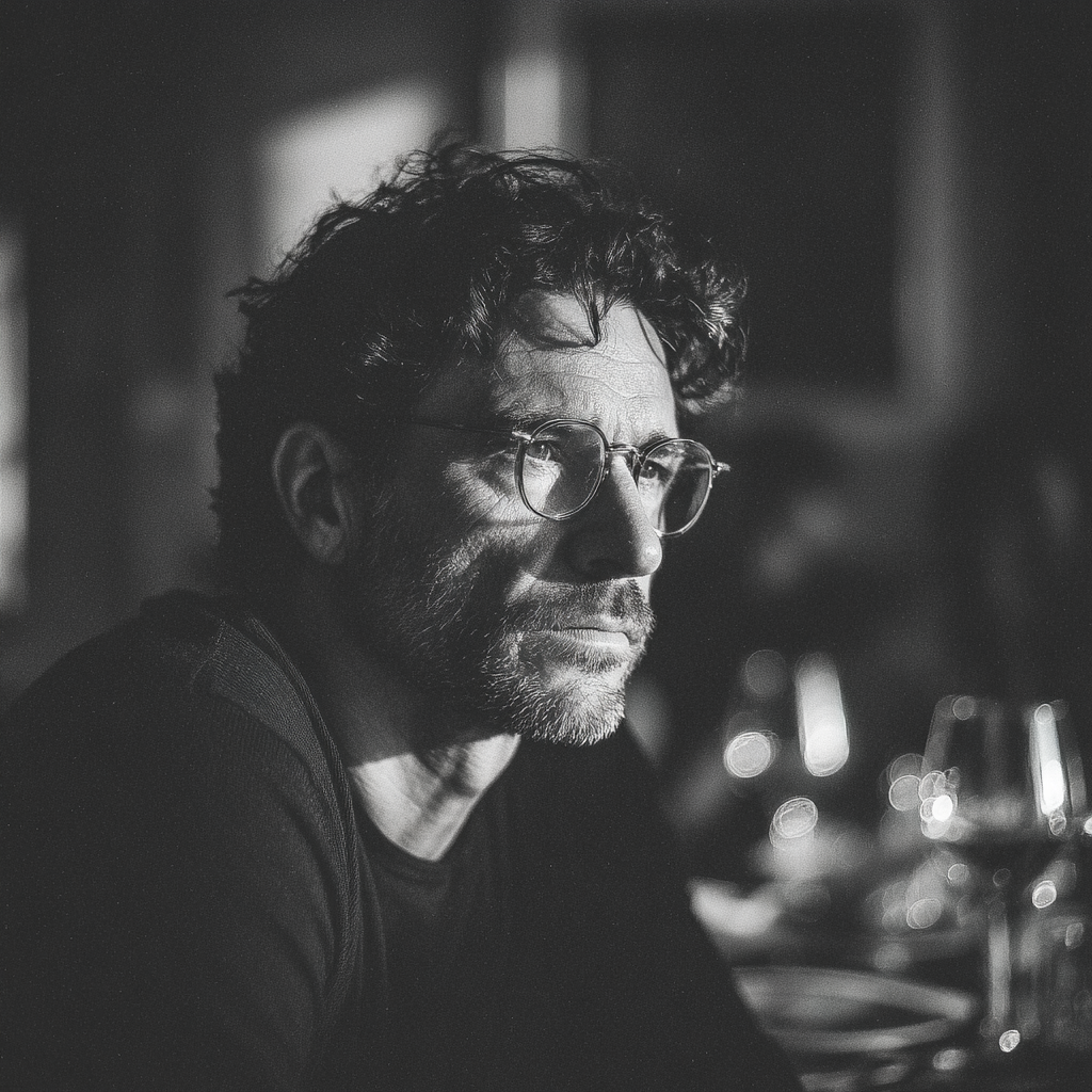 A serious man at a dinner table | Source:  no source