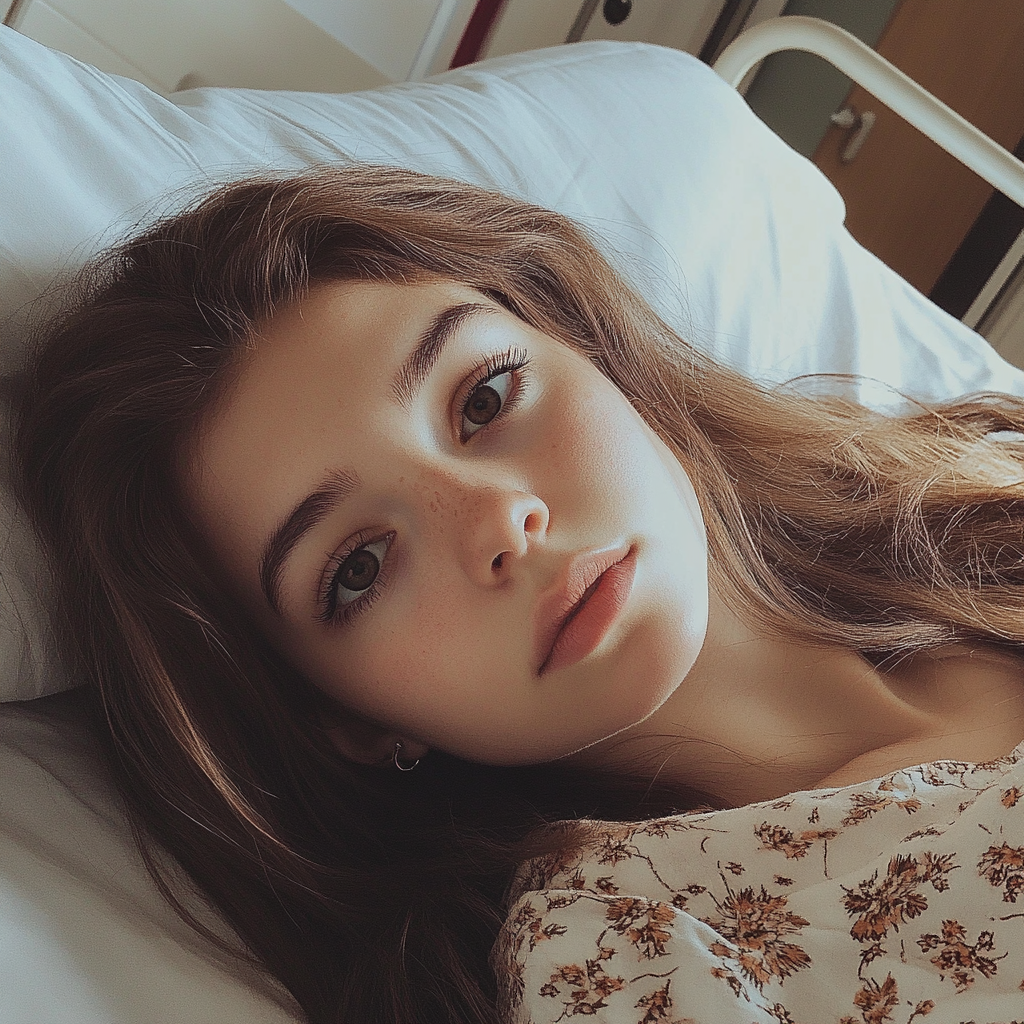 A teenage girl lying in a hospital bed | Source: No source