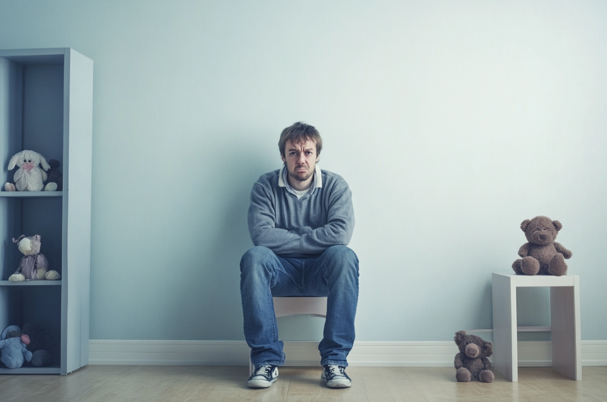 An adult man in time-out | Source: No source