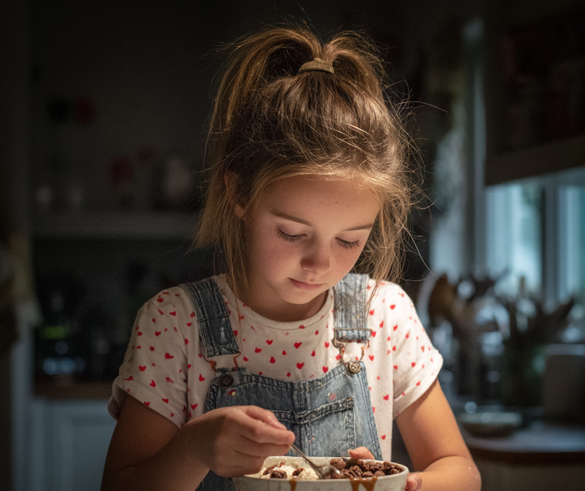 A little girl eating a bowl of ice cream | Source: No source