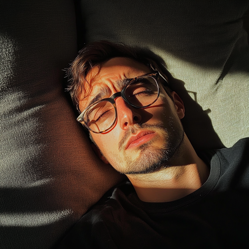 An upset man sitting on a couch | Source: no source