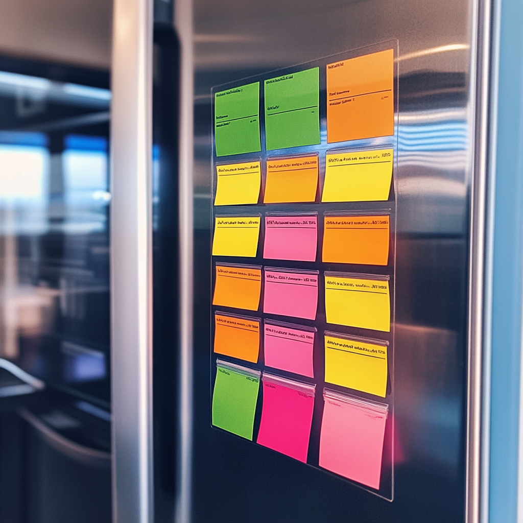 Sticky notes on a fridge | Source: no source