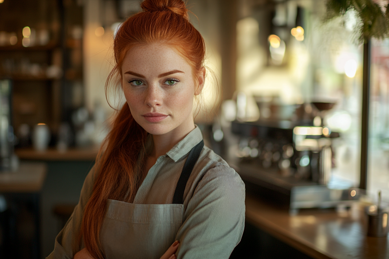 A woman crossing her arms in a coffee shop | Source: no source