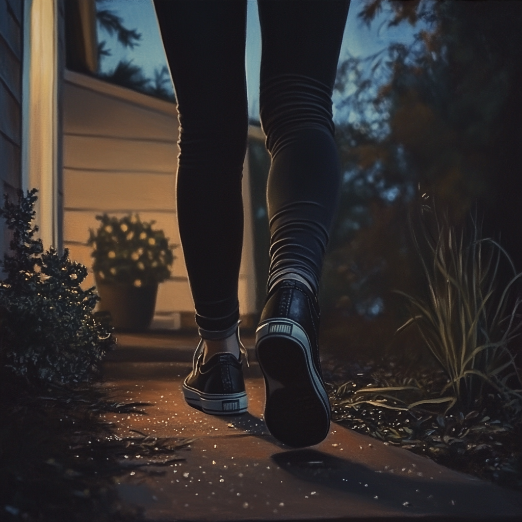 A close-up shot of a woman walking | Source: no source