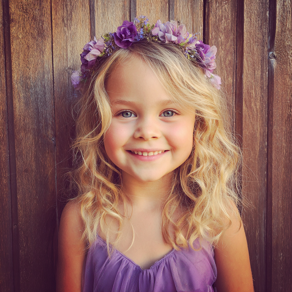 A smiling little girl in a flower crown | Source: no source