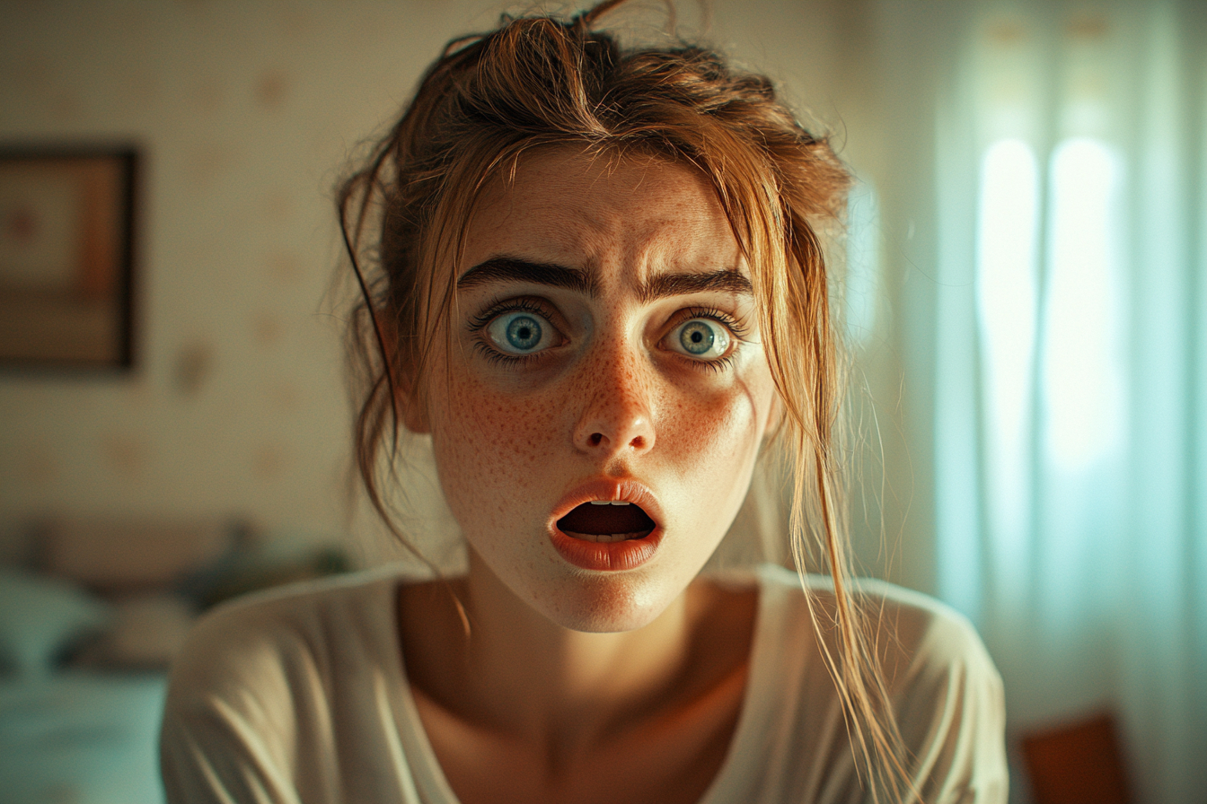 A woman looking straight ahead, shocked | Source: No source