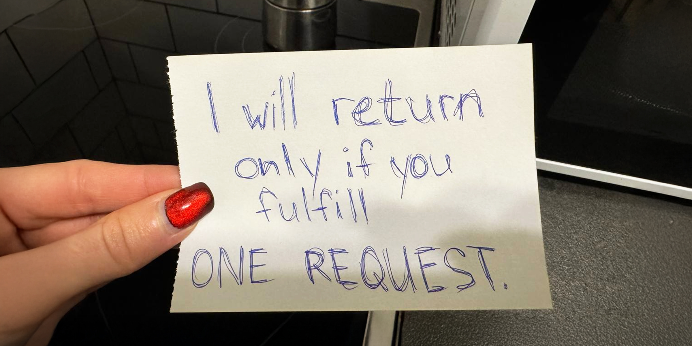 A handwritten note | Source: No source