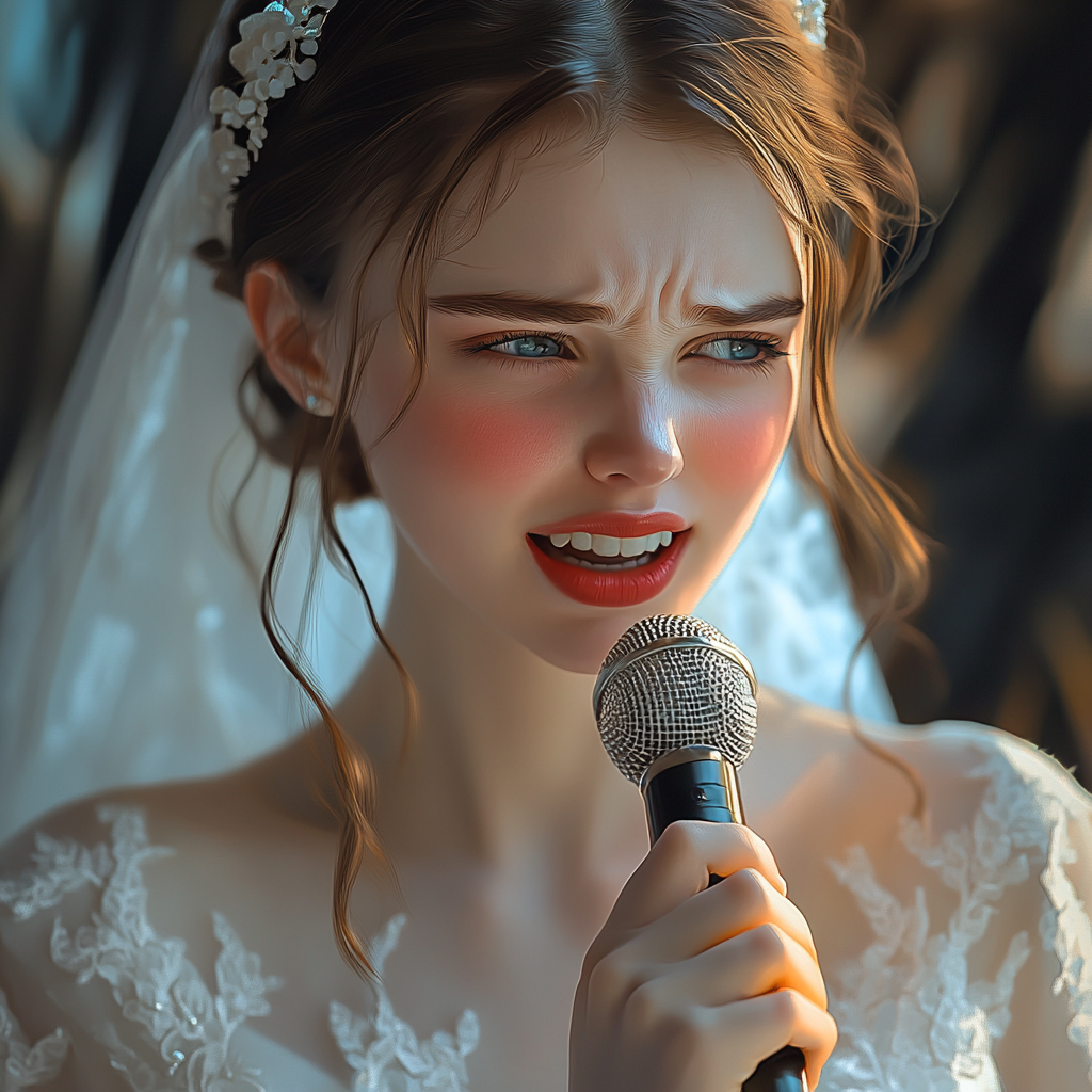A bride holding a microphone | Source: no source