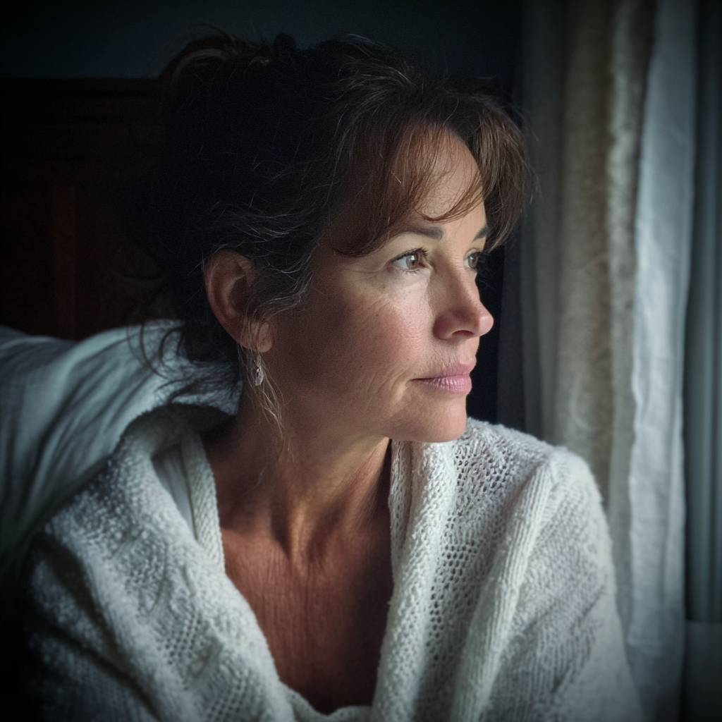 A woman sitting and looking out a window | Source: No source