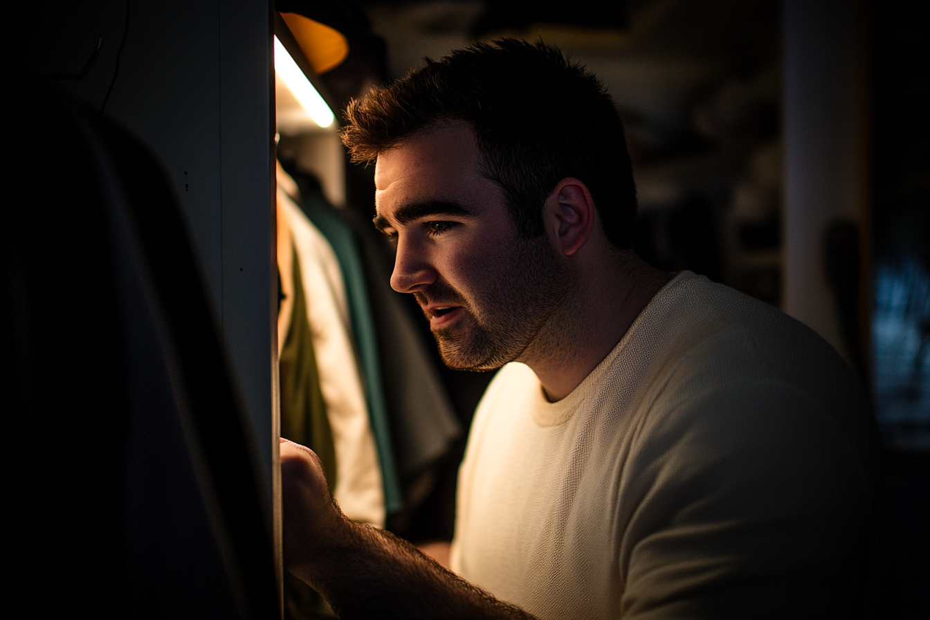 A man searching through a closet | Source: No source