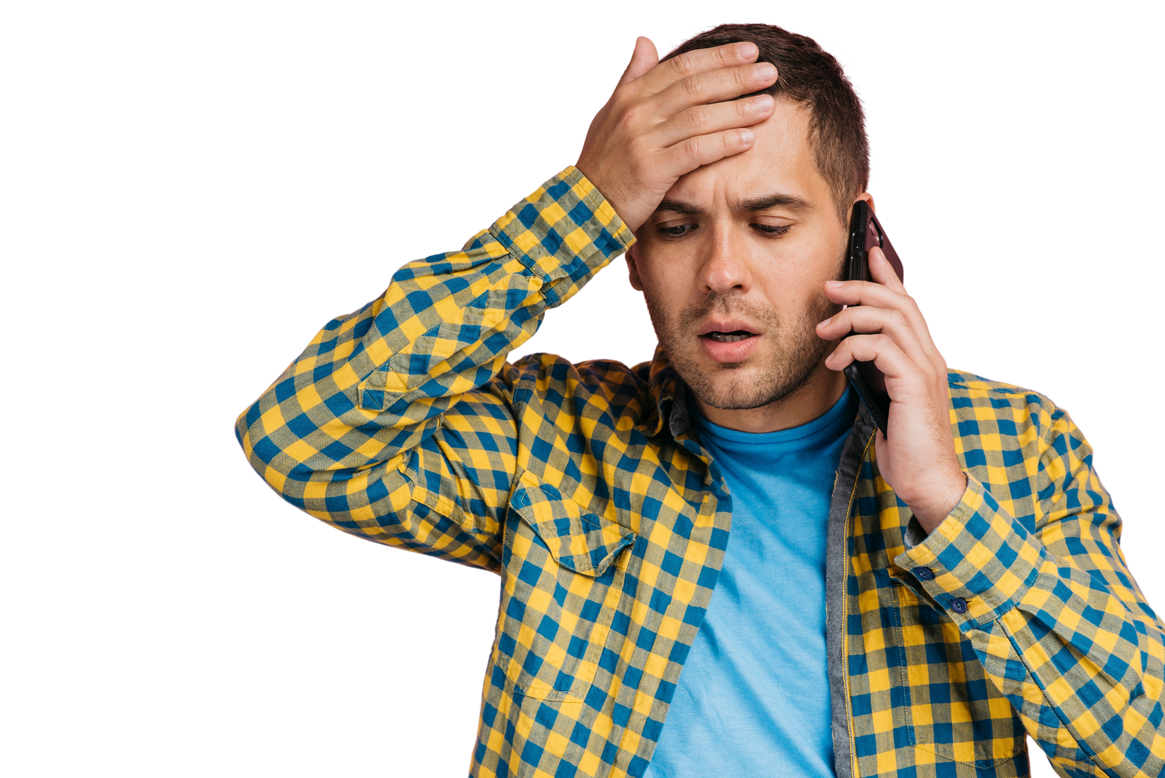 An anxious man talking on the phone | Source: Freepik