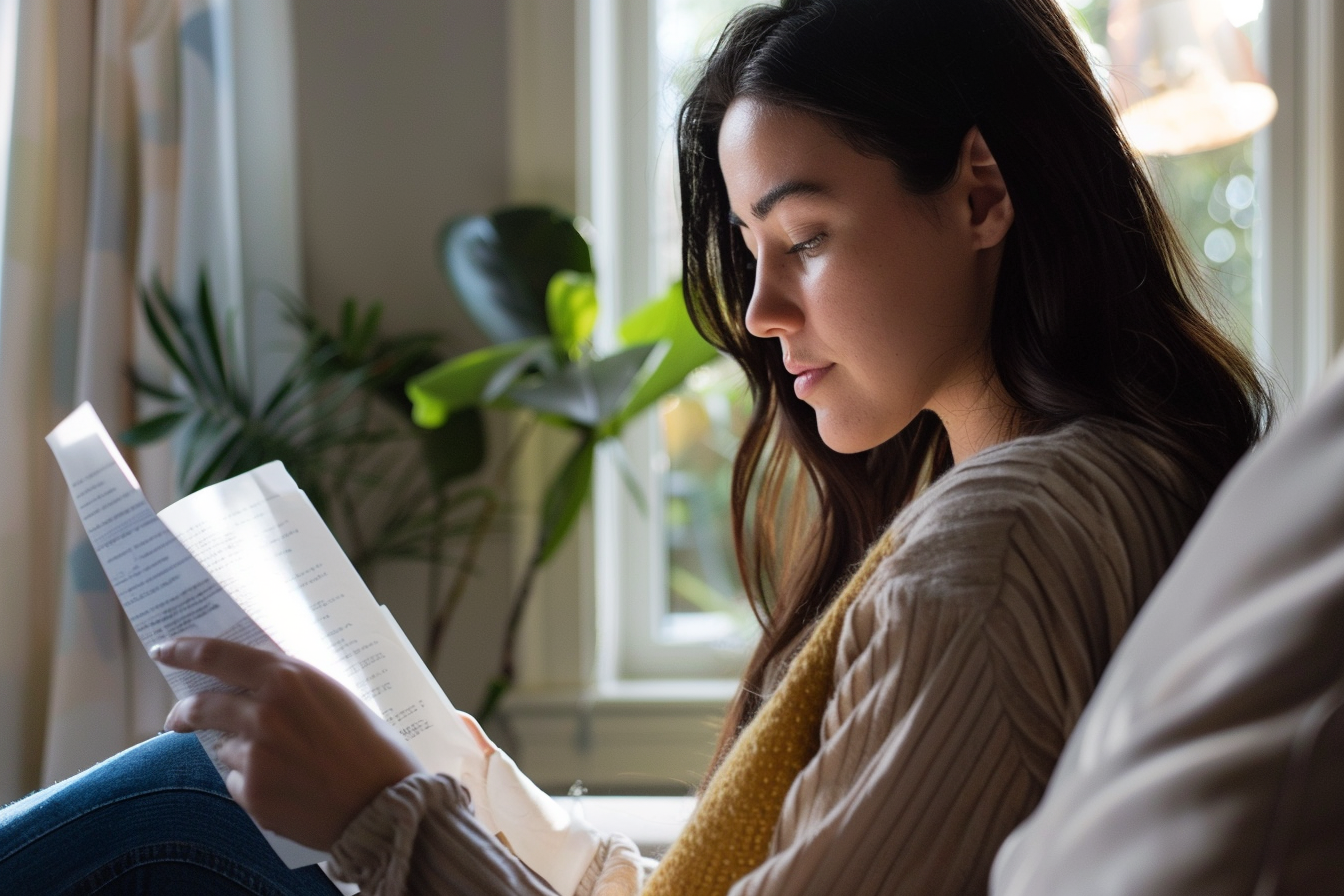 A woman reading documents | Source: No source