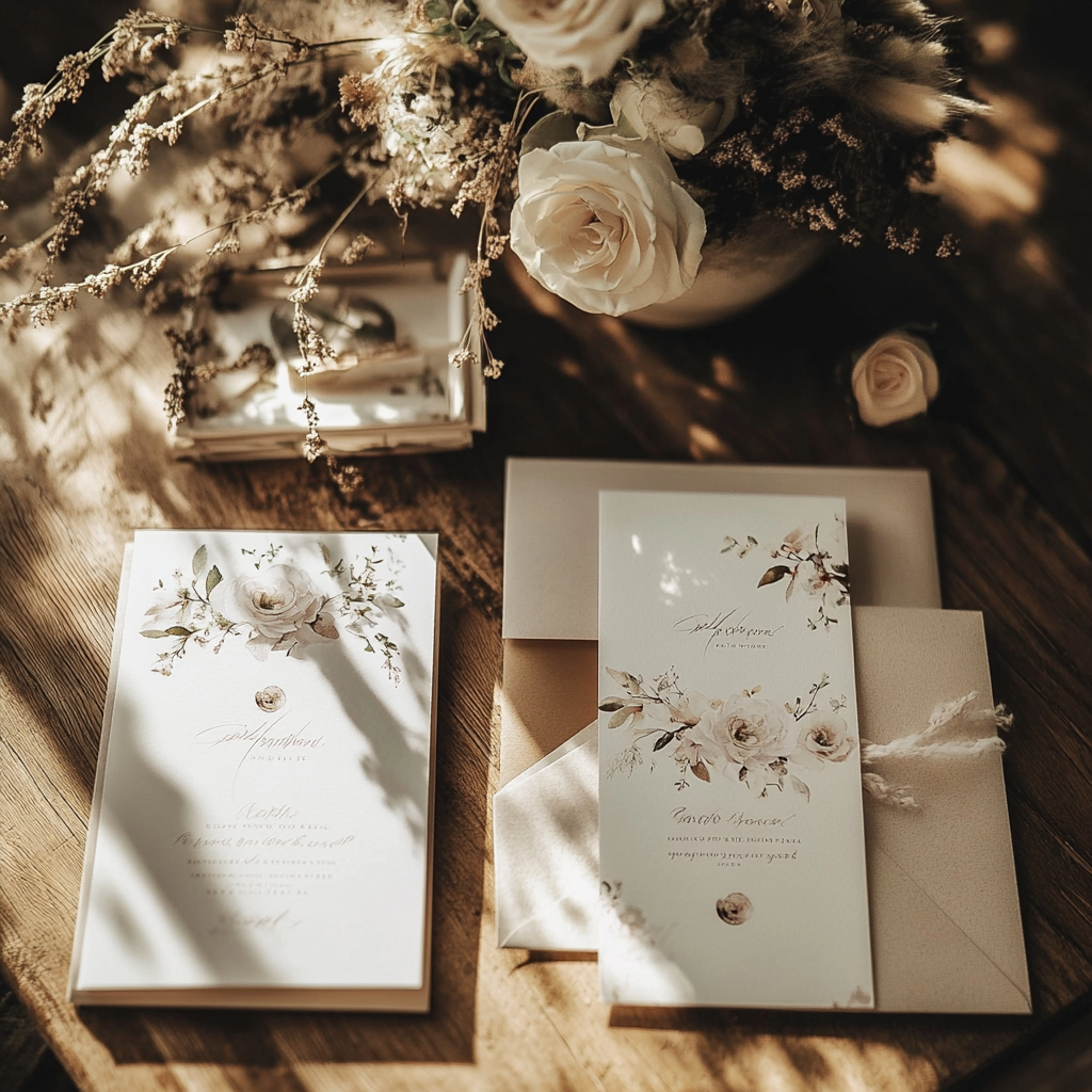 Wedding invitations on a table | Source: No source