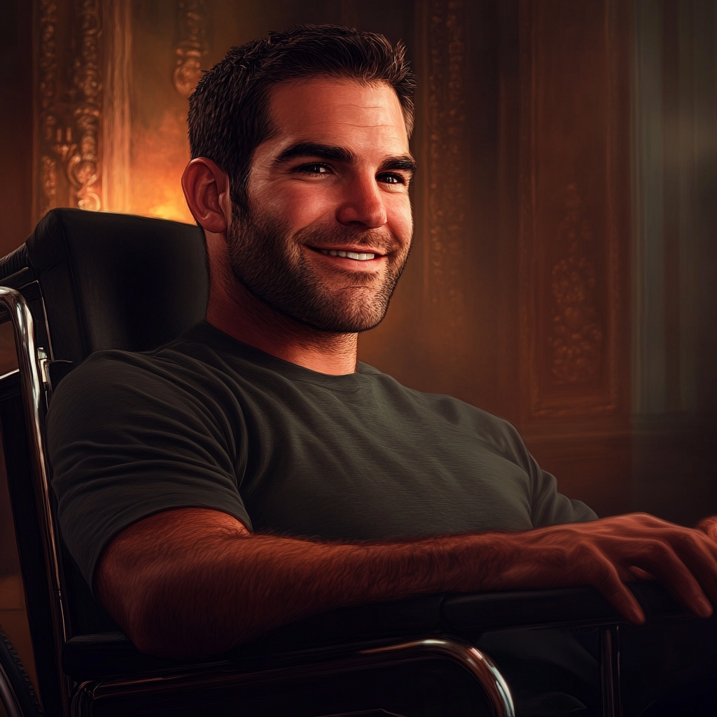 A smiling man sitting in a wheelchair | Source: no source