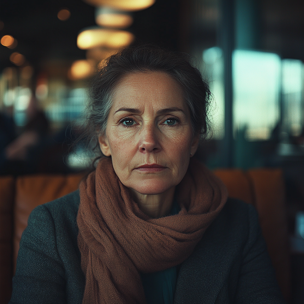 A serious woman in a restaurant | Source: No source