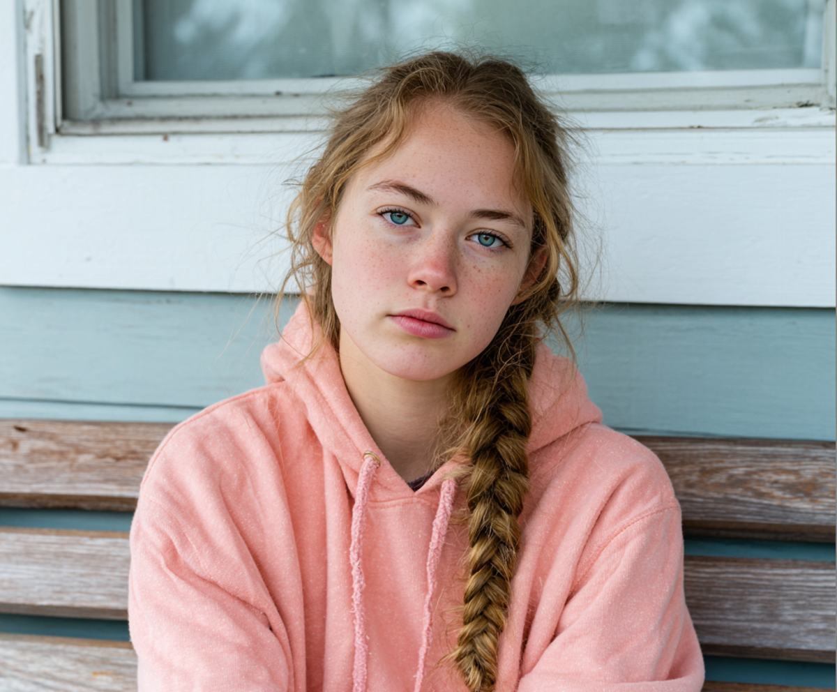A close up of an upset teenage girl sitting outside | Source: No source