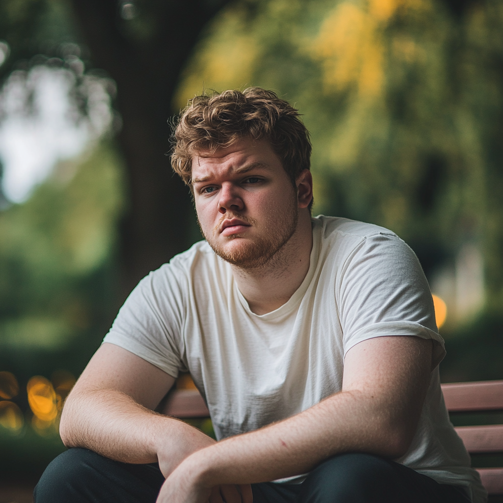 A sad man sitting on a bench in a park | Source: no source