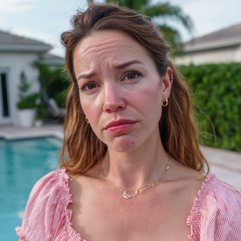 An upset woman wearing a pink dress and standing outside | Source:  no source