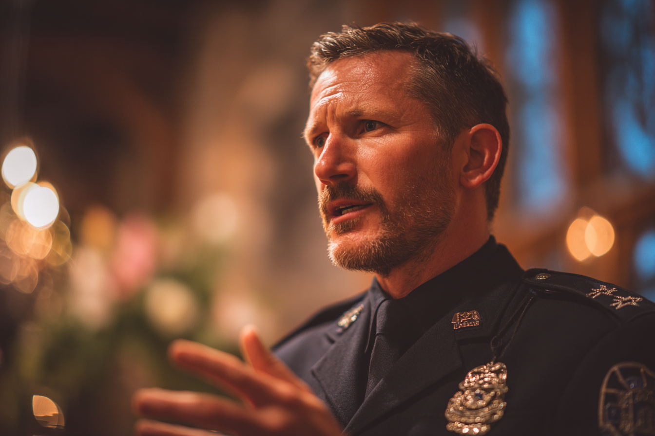 A police officer talking | Source: No source