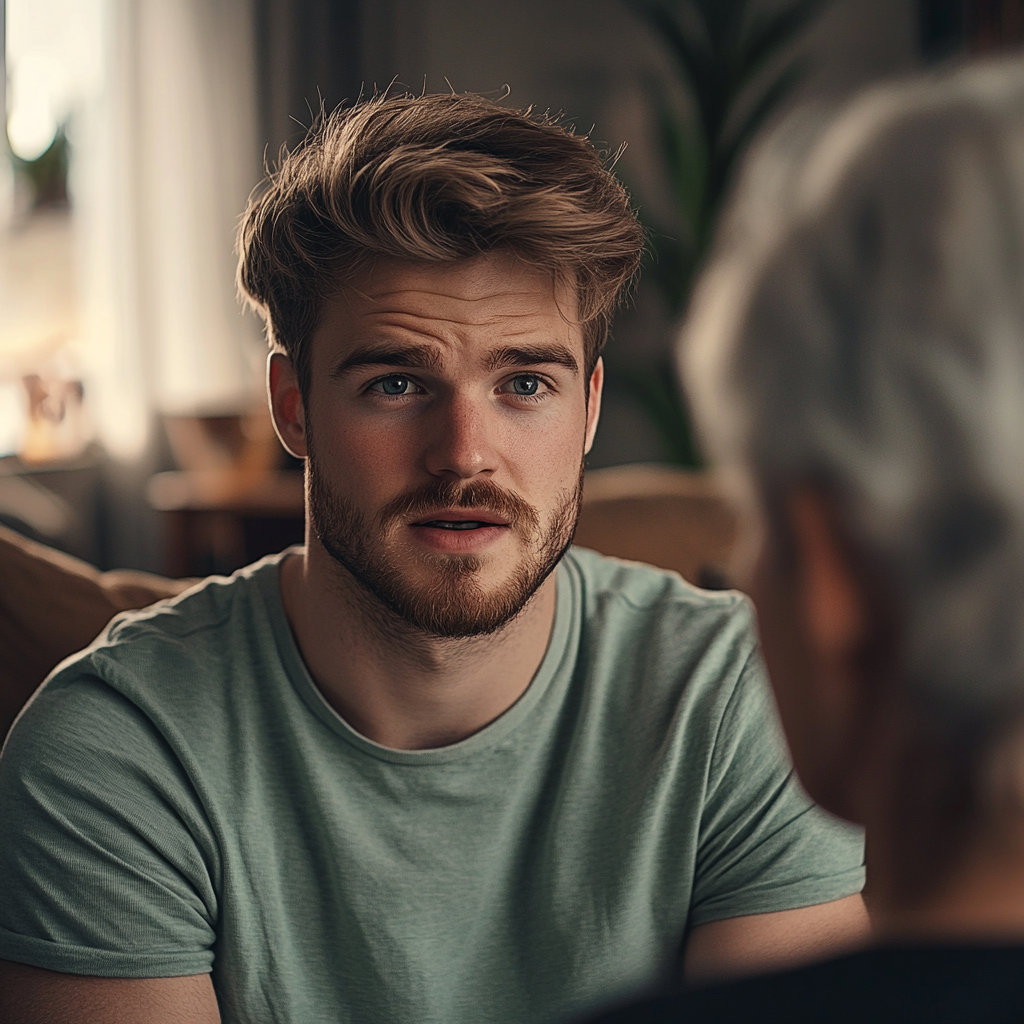 A man talking to his mother | Source: no source