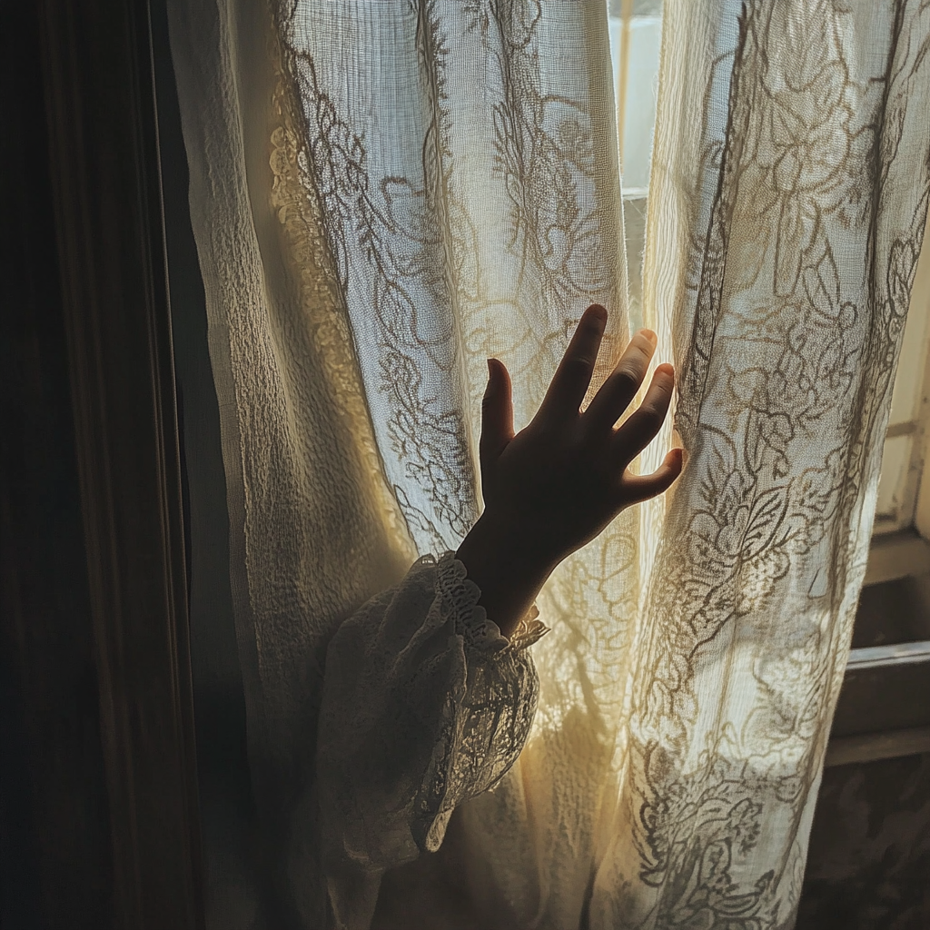 A person's hand coming through a window | Source: no source