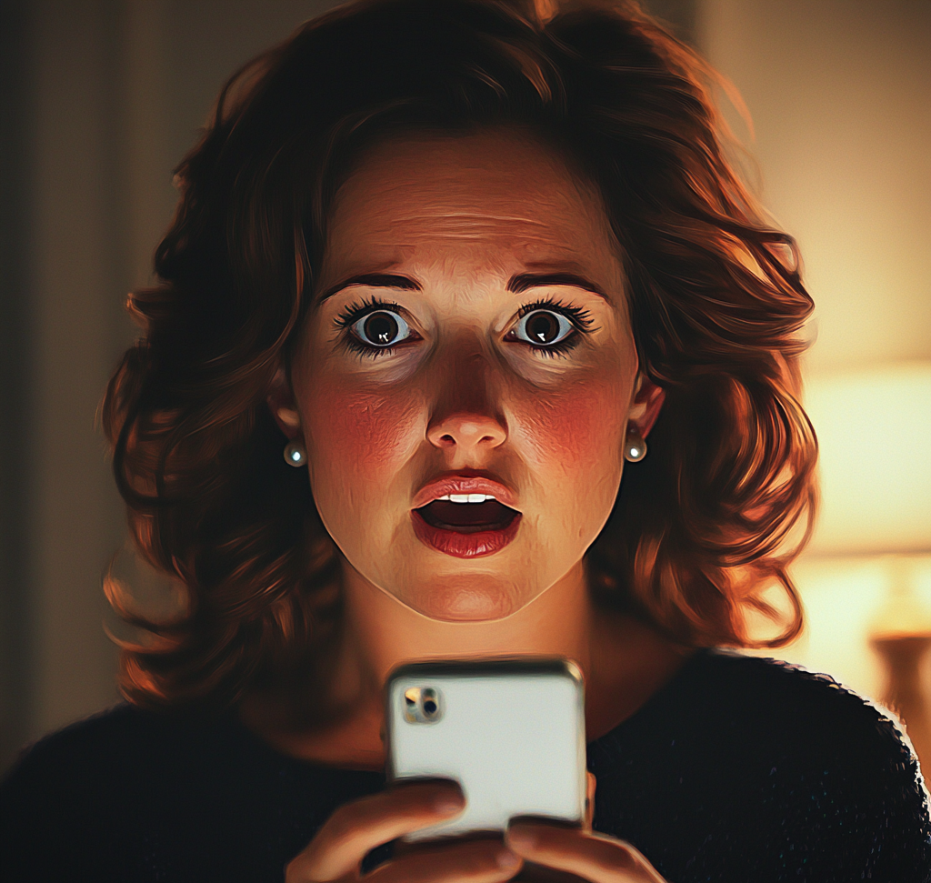A shocked woman holding her phone | Source: No source
