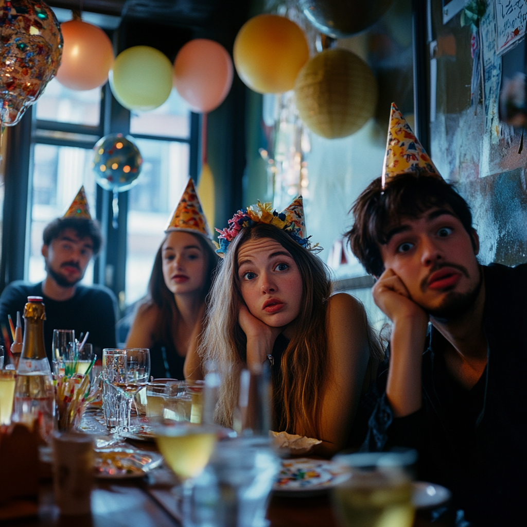 Confused guests at a birthday party | Source: No source