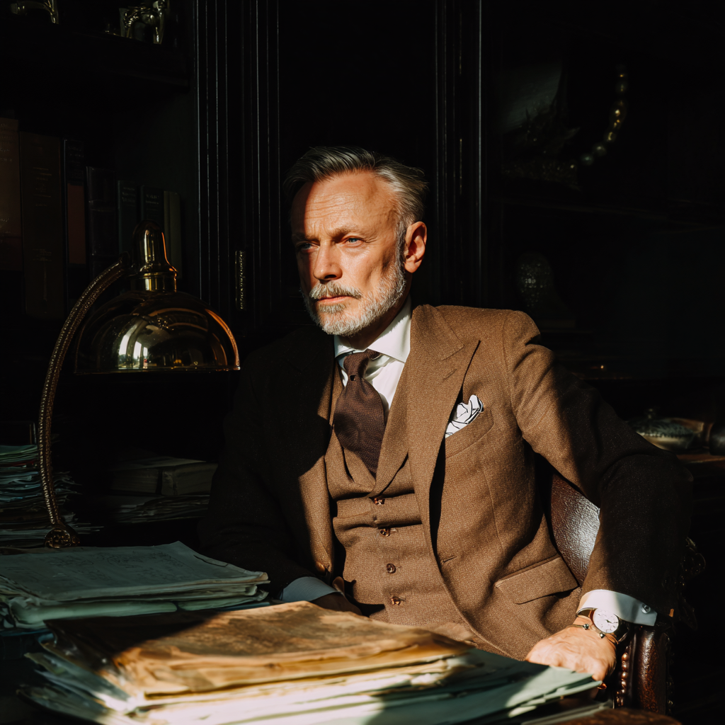 An older man sitting behind a desk | Source: No source