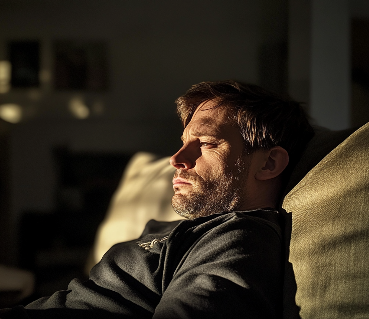 A man sitting on a couch | Source: No source