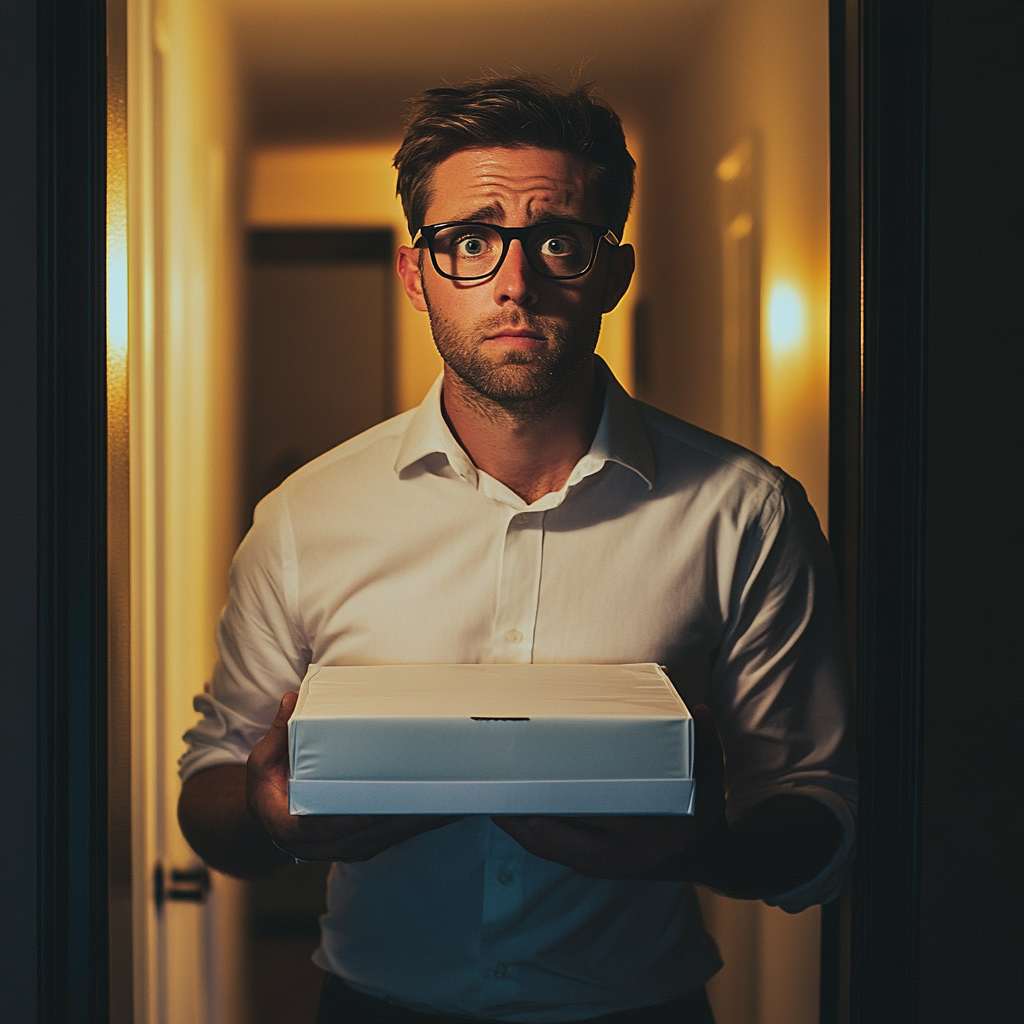 A man holding a cake box | Source: no source