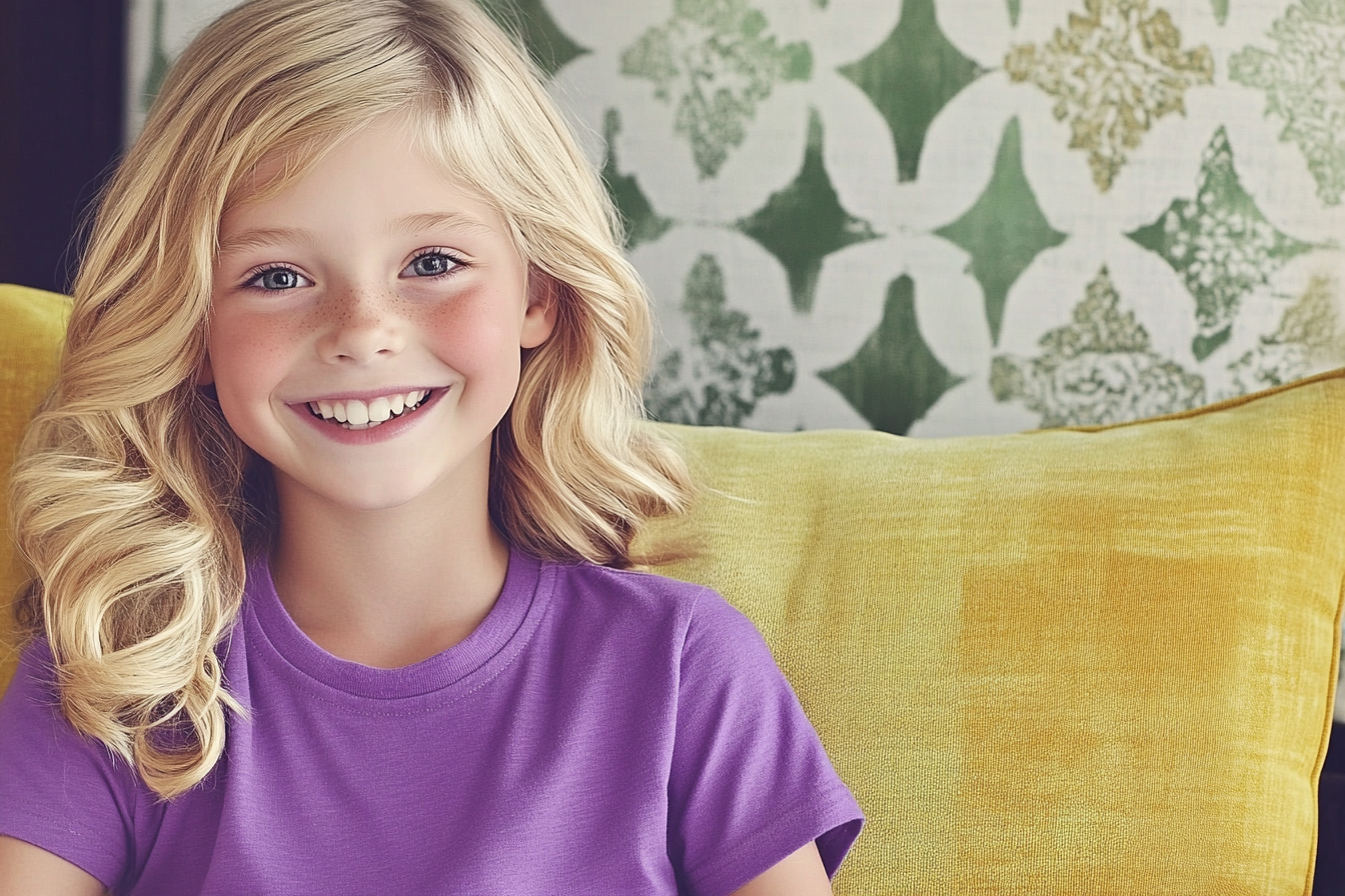 A smiling girl in a living room | Source: No source