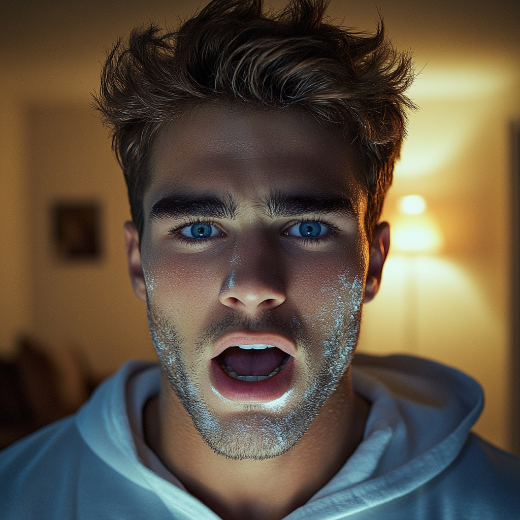 Baby formula on a man's face | Source: no source