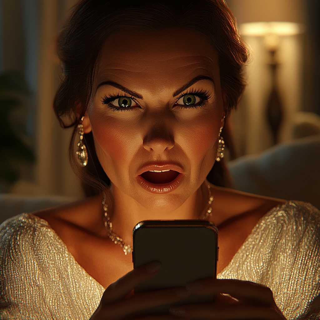 A shocked woman holding her phone | Source: no source