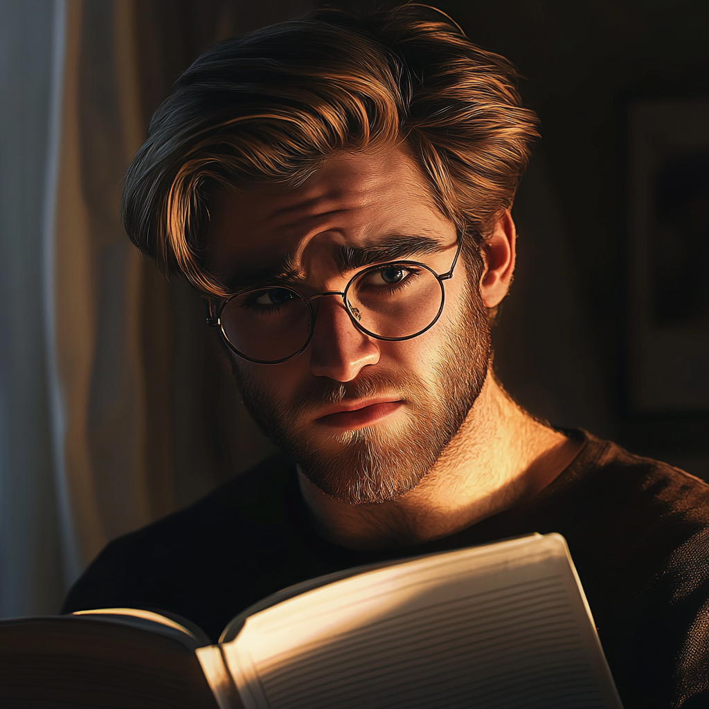 An annoyed man holding a notebook | Source: No source