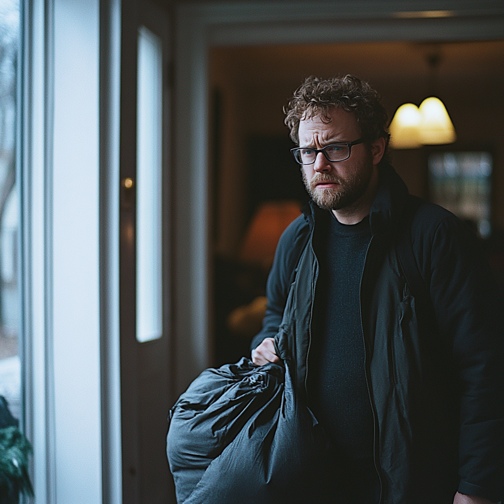 An upset man leaving his home | Source: No source