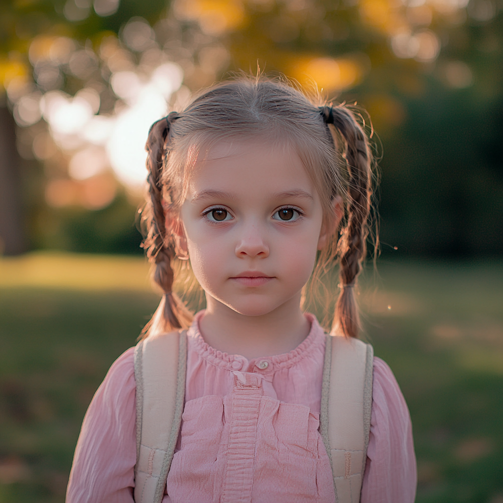 A little girl standing in a park | Source: no source
