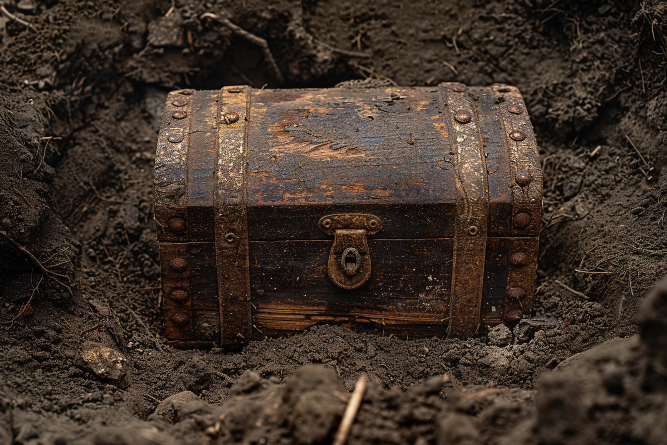 A chest in a hole | Source: No source