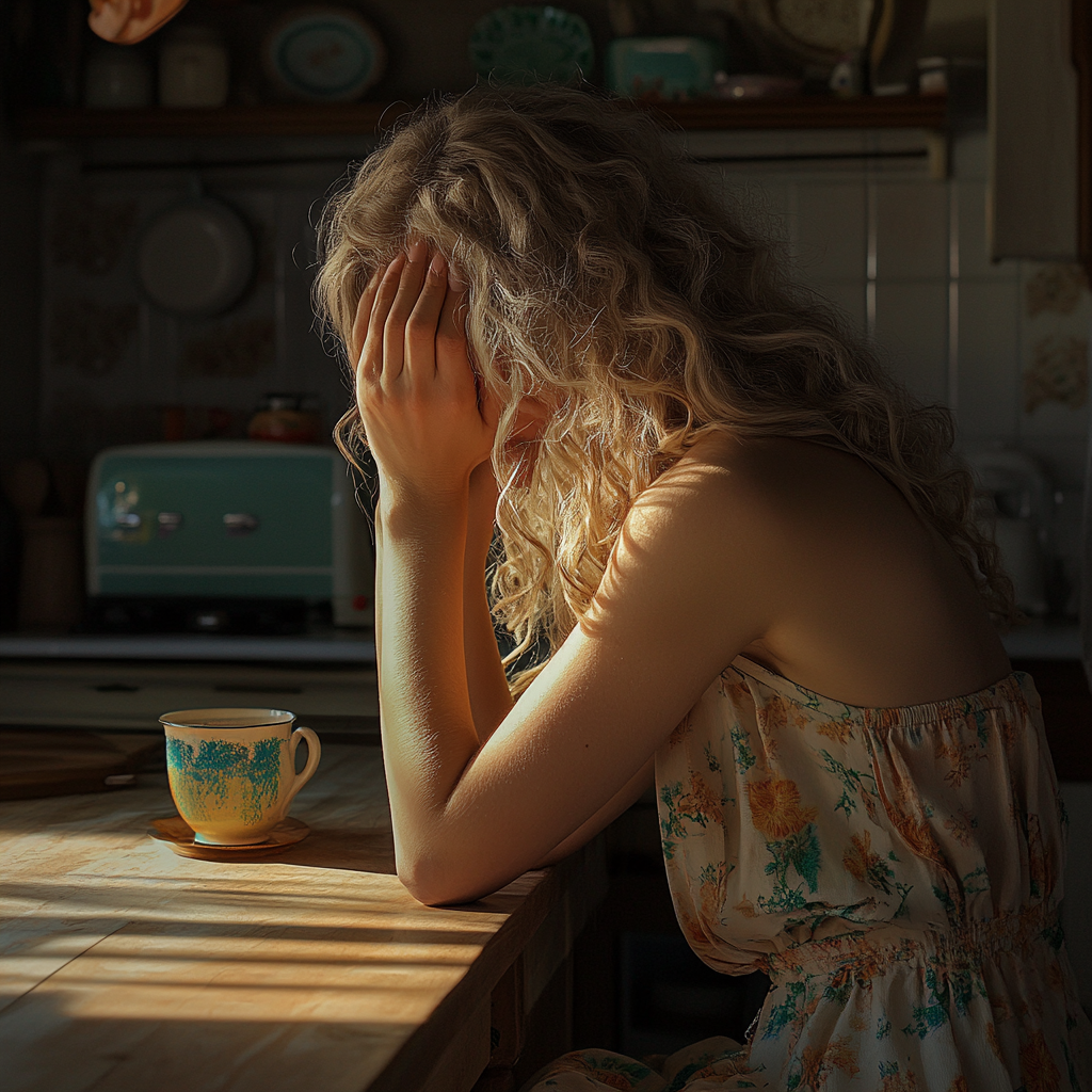 A heartbroken woman at her table | Source: no source