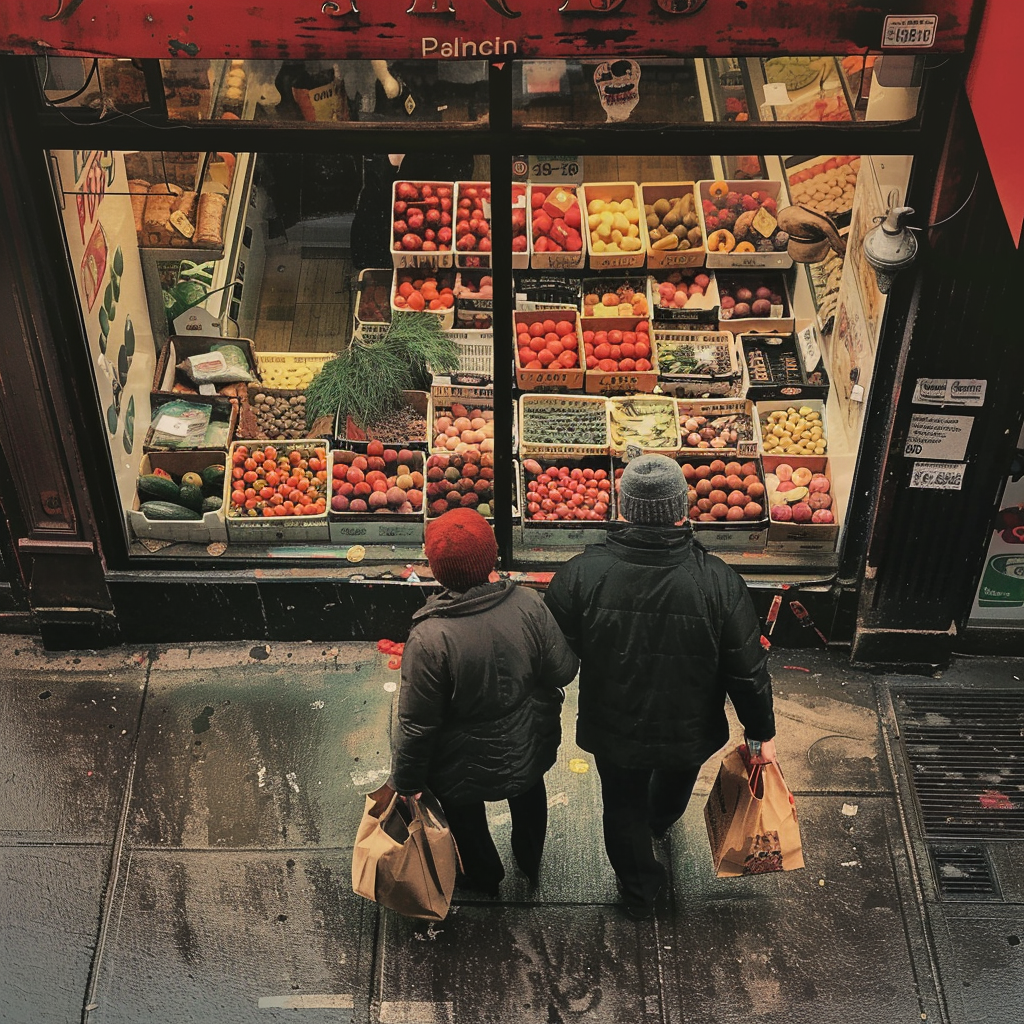 A couple standing outside a store | Source: No source
