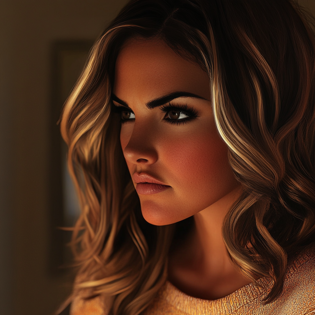 Portrait of a suspicious woman pondering over something | Source: No source
