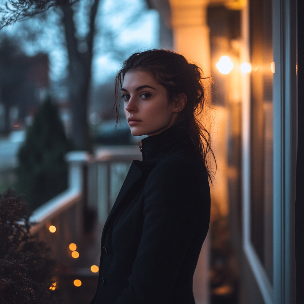 A confident woman on a porch | Source: no source