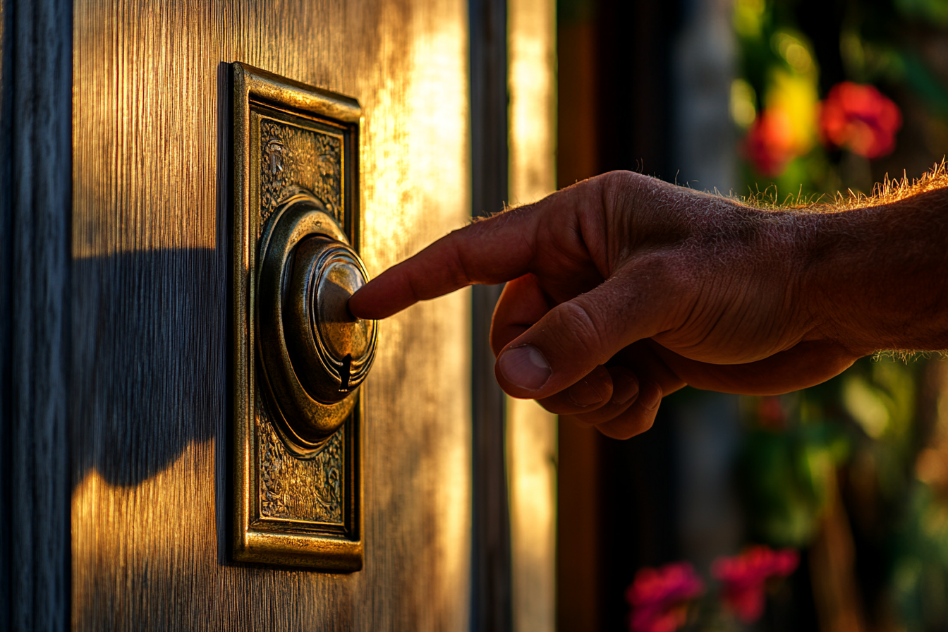 Man ringing a doorbell with his finger | Source: No source