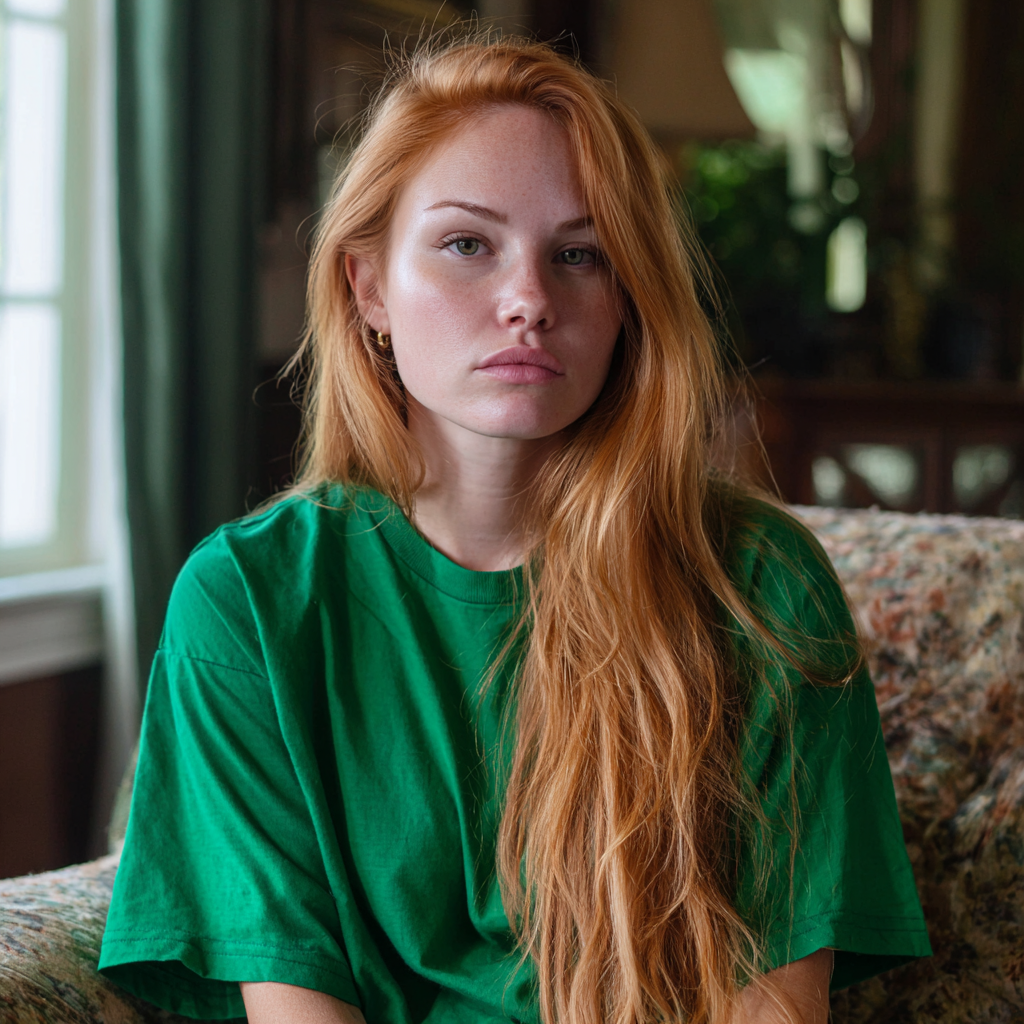 A pensive woman wearing a green t-shirt | Source: No source