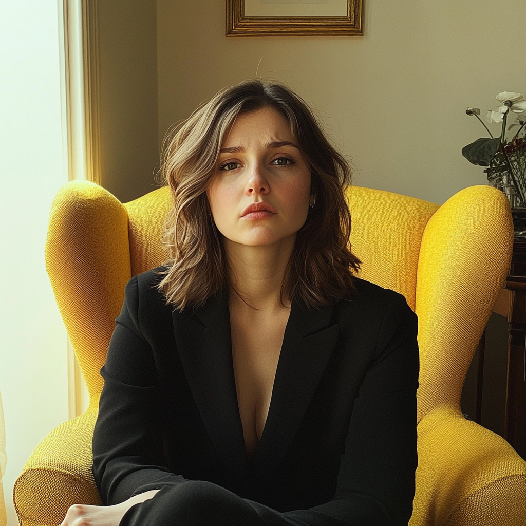 A woman sitting in an armchair | Source: No source