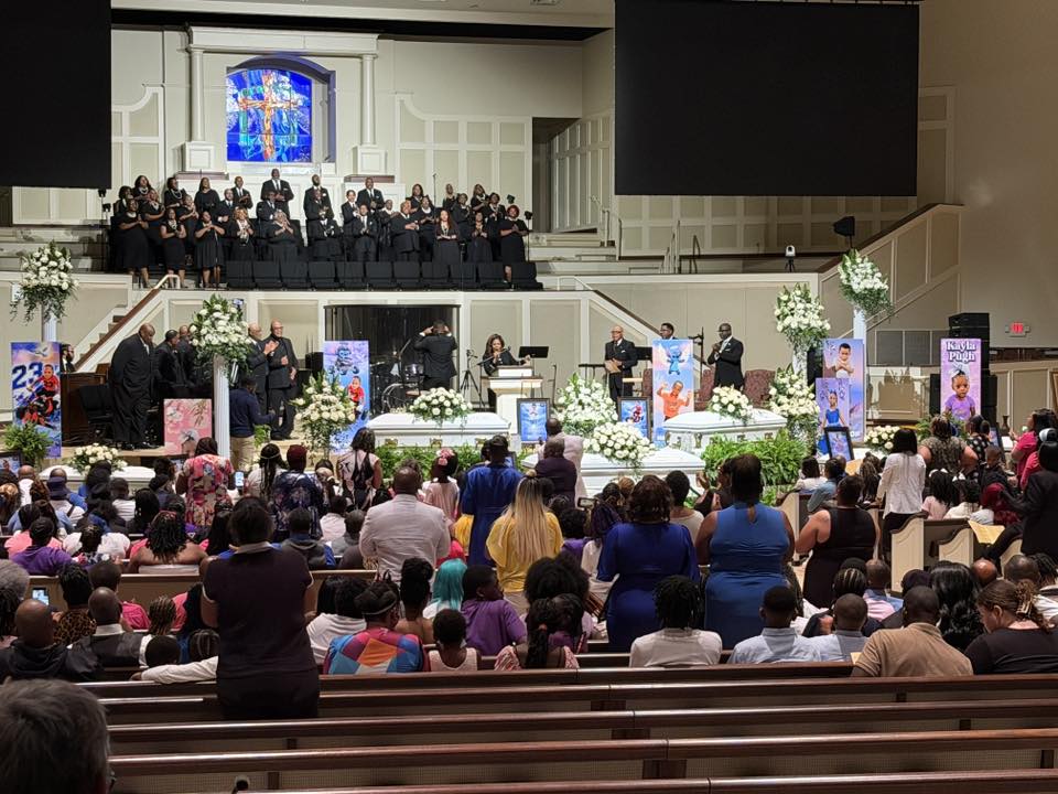 A photo inside of the funeral service held for the eight children tragically killed in the April 19 mass shooting, shared on May 9, 2026. | Source: Facebook/Joliyah Daughtry