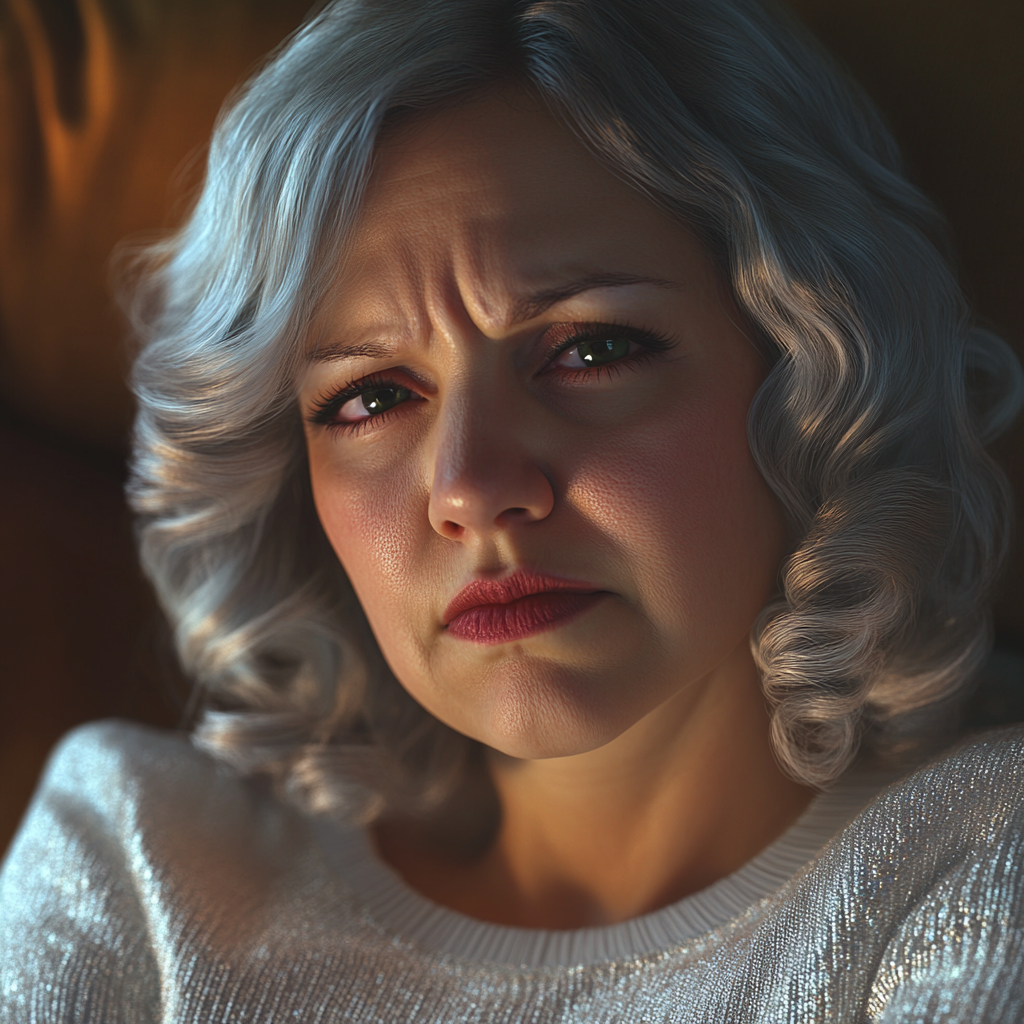 An older woman staring at someone with calculating eyes | Source: no source